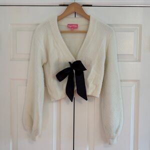 Sugar Thrillz White Bow Front Cardigan